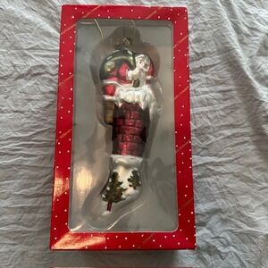 VTG Dillard's Christmas Ornament Santa‎ in Chimney Stocking Holiday Decoration